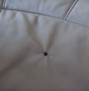 Leather Burn Hole Repair - Before